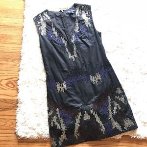 French Connection Black Beaded Dress Sz 6